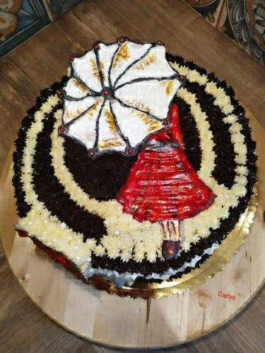 Snehová netradične - Dáma s dáždnikom, torta, Netradičné torty, Cattys, 2
