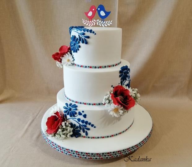 Svadobná s vyšívaným ľudovým motívom ..., torta, Svadobné torty, Kadanka, 1
