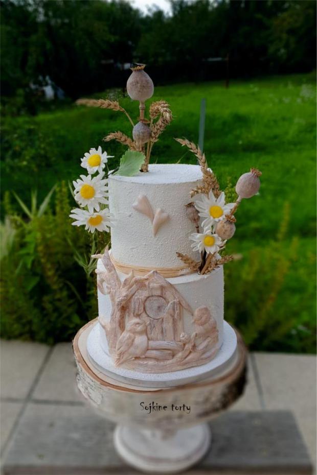 Dve vtáčatká si stavajú spoločné hniezdočko:), torta, Svadobné torty, S. Sojka, 2