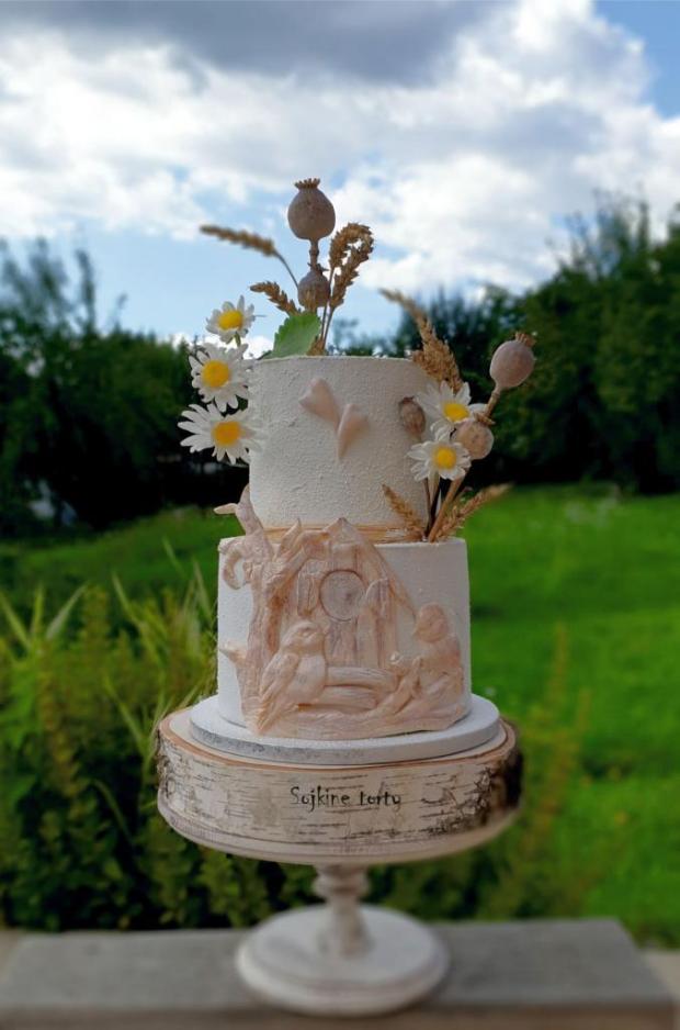 Dve vtáčatká si stavajú spoločné hniezdočko:), torta, Svadobné torty, S. Sojka, 1