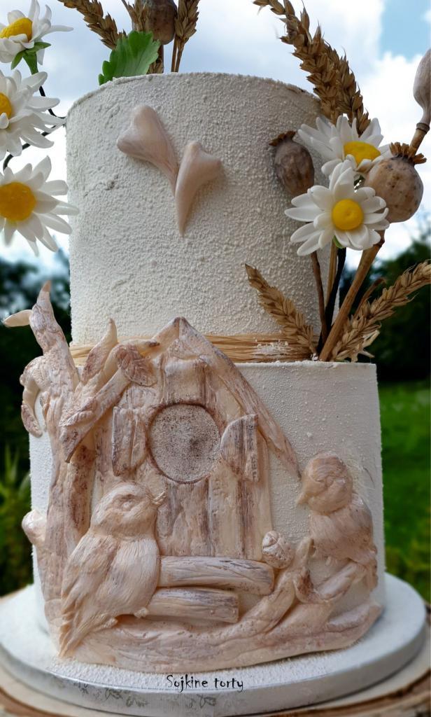 Dve vtáčatká si stavajú spoločné hniezdočko:), torta, Svadobné torty, S. Sojka, 3