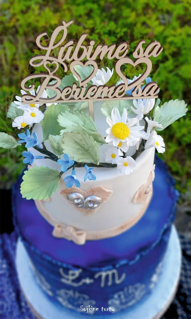 Svadobná modrotlačovo-lúčno-herecká, torta, Svadobné torty, S. Sojka, 2