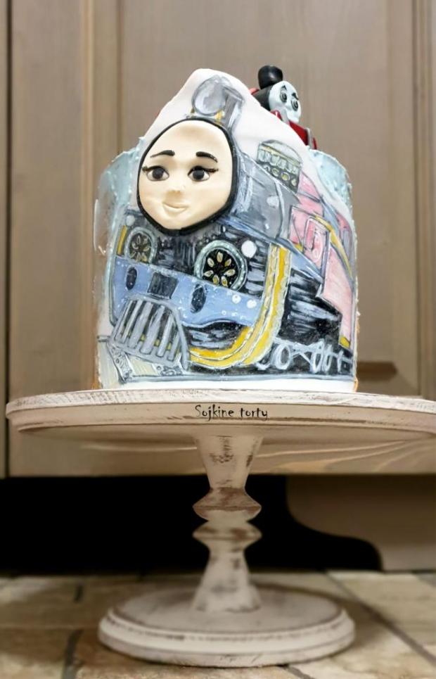 Ashima a vláčik Tomáš:), torta, Rozprávkové torty, S. Sojka, 1
