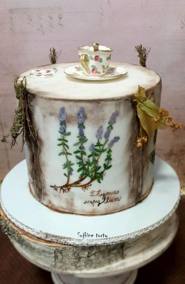 Herbár a čajík pre babku bylinkárku:), torta, Narodeninové torty, S. Sojka, 2
