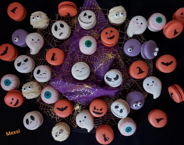 Halloweenske makronky, torta, Zákusky, Mexsi, 1
