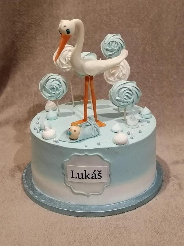 Krstinová s bocianom, torta, Torty na krstiny, Anna Š., 1