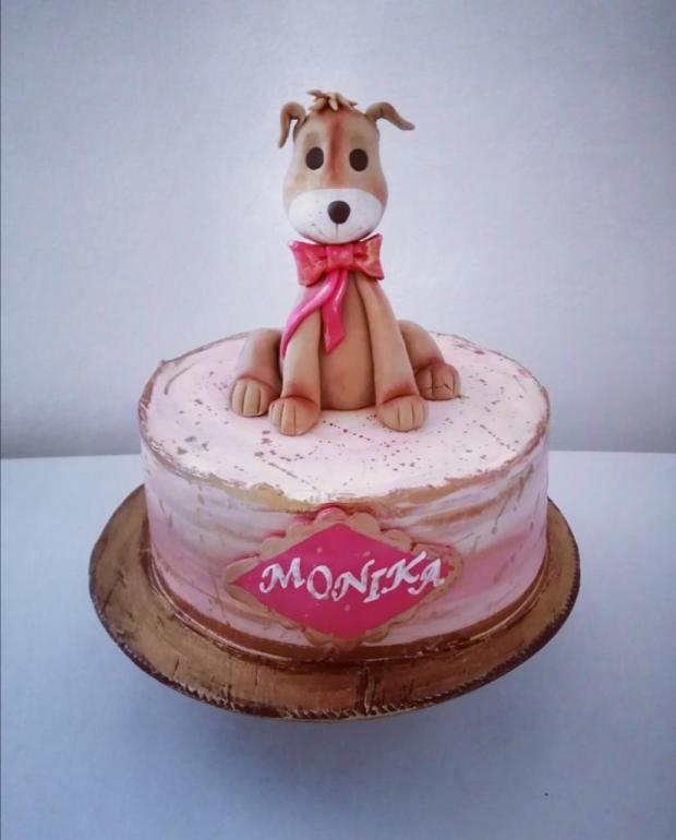 Ružová so psíkom , torta, Torty pre dievčatá, Judita Parobeková, 1