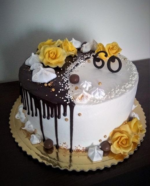 Drip a zlatožlté ruže , torta, Drip torty, zinka16, 1