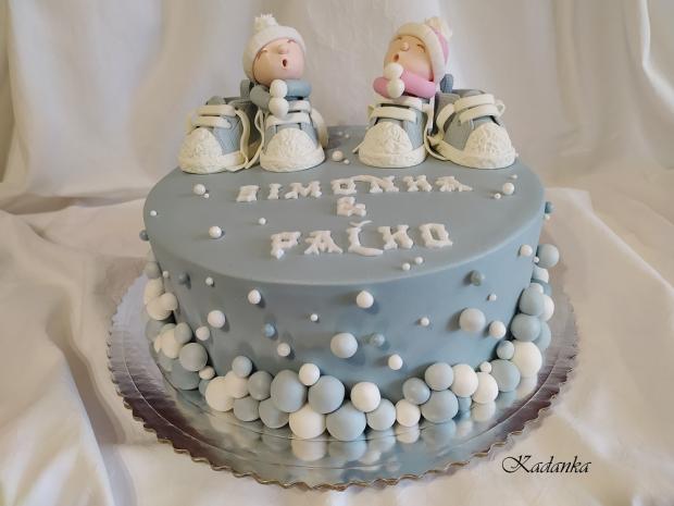 Na krstiny pre dve detičky - guličková, torta, Torty na krstiny, Kadanka, 1