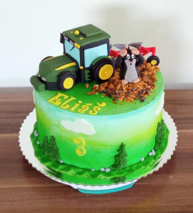 Traktor s krtkom, torta, Torty autíčka, vláčiky, Mirka02, 1