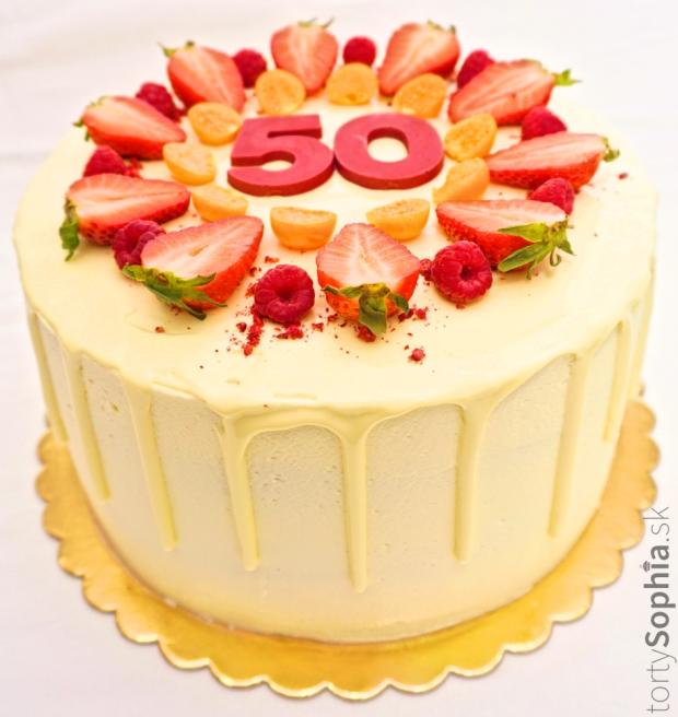V bielom drip s ovocím, torta, Narodeninové torty, tortysophia.sk, 1