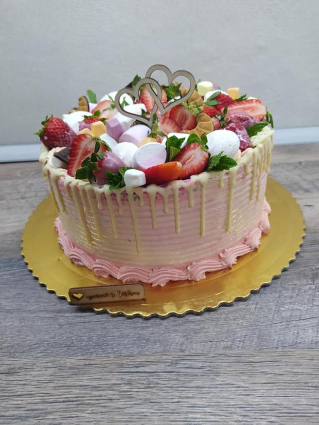 Čučoriedková zdobená s ovocím, torta, Narodeninové torty, Bejč, 1