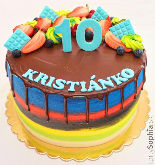 Narodeninová farebná drip , torta, Narodeninové torty, tortysophia.sk, 1