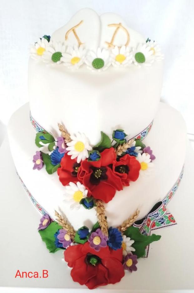 Svadobná 247 srdcia s lúčnymi kvetmi, torta, Svadobné torty, Anca.B, 1