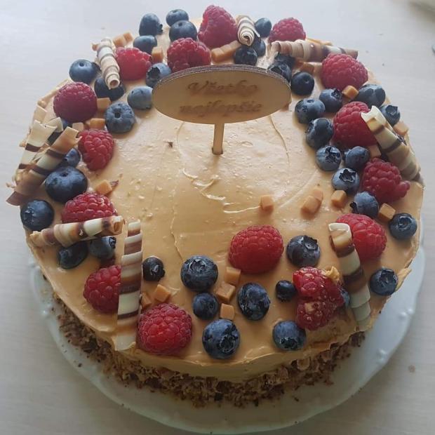 Karamelová s ovocím., torta, Narodeninové torty, Mariolka, 1