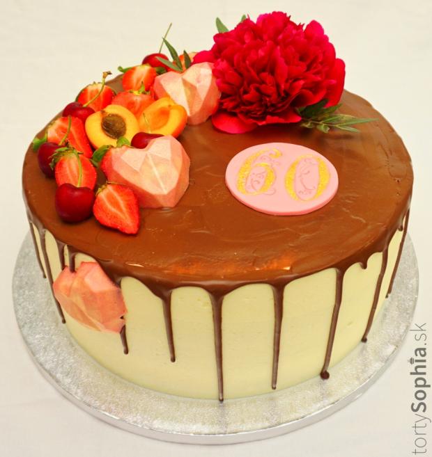 Narodeninová drip s kvetom, torta, Narodeninové torty, tortysophia.sk, 1