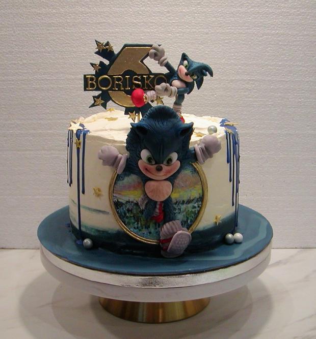 Ježko Sonic pre Boriska, torta, Rozprávkové torty, babina 555, 1