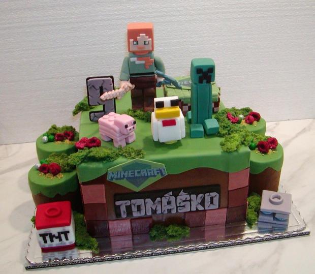 Minecraft pre Tomáška, torta, Rozprávkové torty Minecraft pre Tomáška, torta, Rozprávkové torty, babina 555, 1