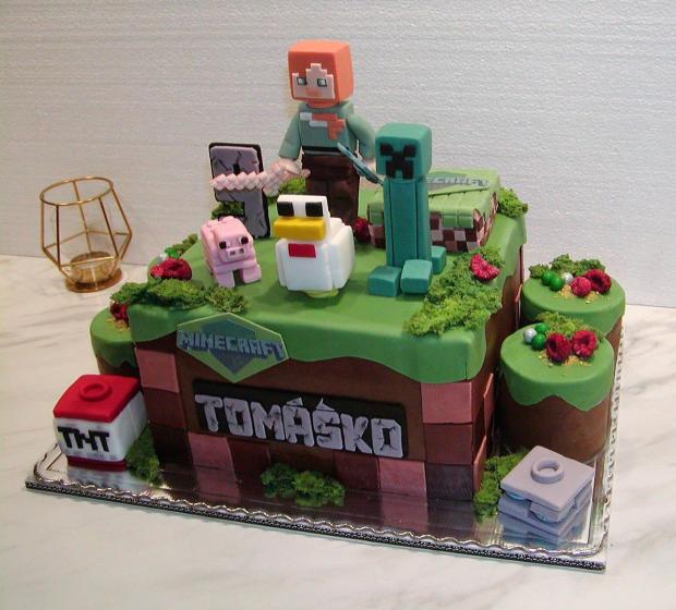 Minecraft pre Tomáška, torta, Rozprávkové torty Minecraft pre Tomáška, torta, Rozprávkové torty, babina 555, 2