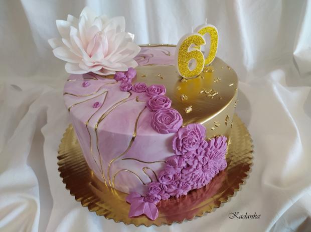 Narodeninové prekvapenie k výročiu Zlato fialová, torta, Narodeninové torty, Kadanka, 2