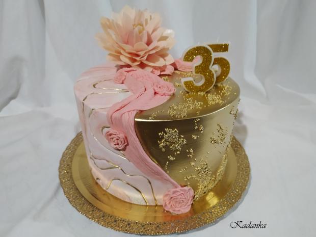 Krásnych 35, všetko najlepšie prajem Marhuľkovo zlatá, torta, Narodeninové torty, Kadanka, 1