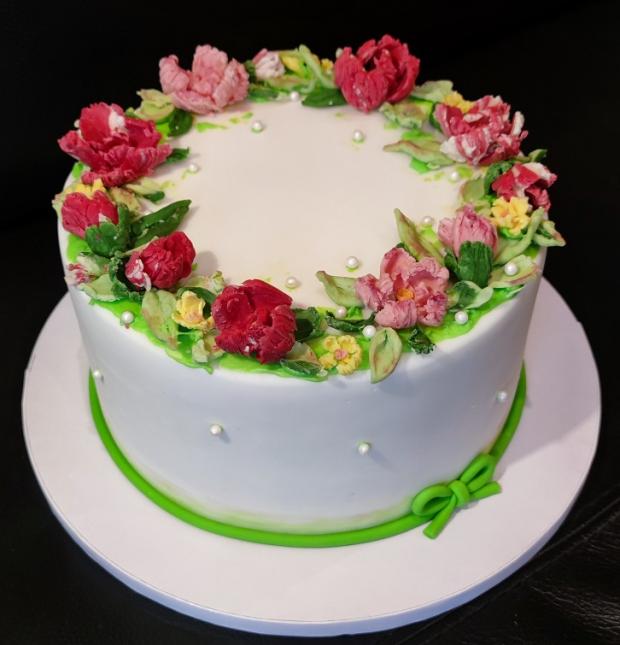 Špachtľované kvety z modelovacej čokolády, torta, Narodeninové torty, KSlavka, 1