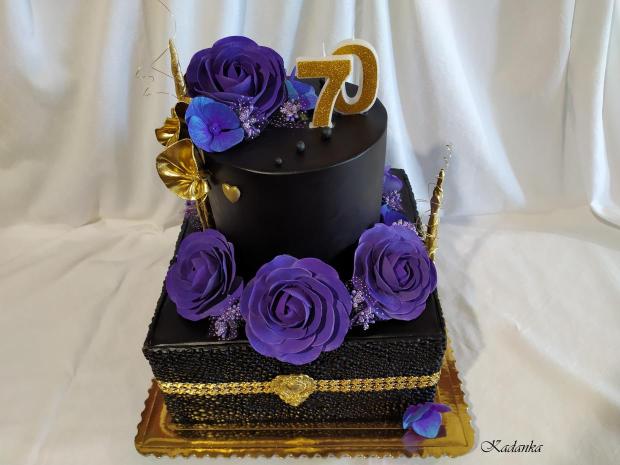 K výročiu čierno fialovo zlatá, na želanie, Inšpirácia torty od lorny (cakes by lorna), torta, Narodeninové torty, Kadanka, 4