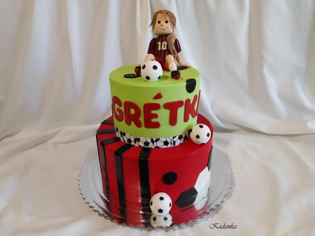 Tortička pre malú futbalistku , fanúšičku futbalového klubu AC Miláno, torta, Športové torty, Kadanka, 1