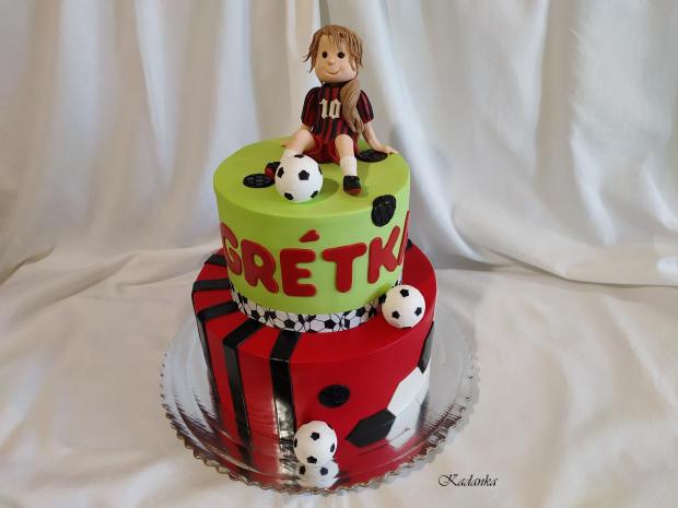 Tortička pre malú futbalistku , fanúšičku futbalového klubu AC Miláno, torta, Športové torty, Kadanka, 2
