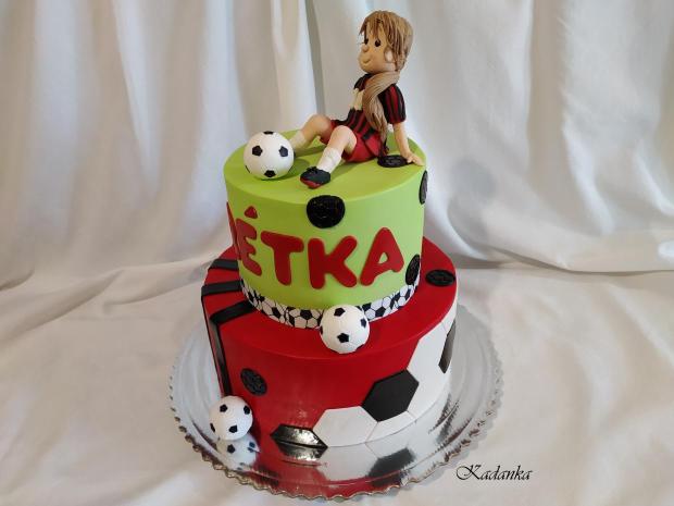 Tortička pre malú futbalistku , fanúšičku futbalového klubu AC Miláno, torta, Športové torty, Kadanka, 3