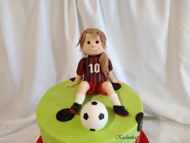 Tortička pre malú futbalistku , fanúšičku futbalového klubu AC Miláno, torta, Športové torty, Kadanka, 4