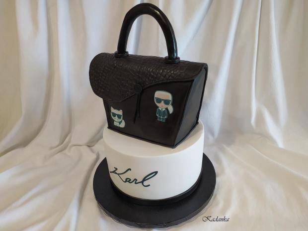Kabelka pre dámu k výročiu  KARL LAGERFELD, torta, Narodeninové torty, Kadanka, 2