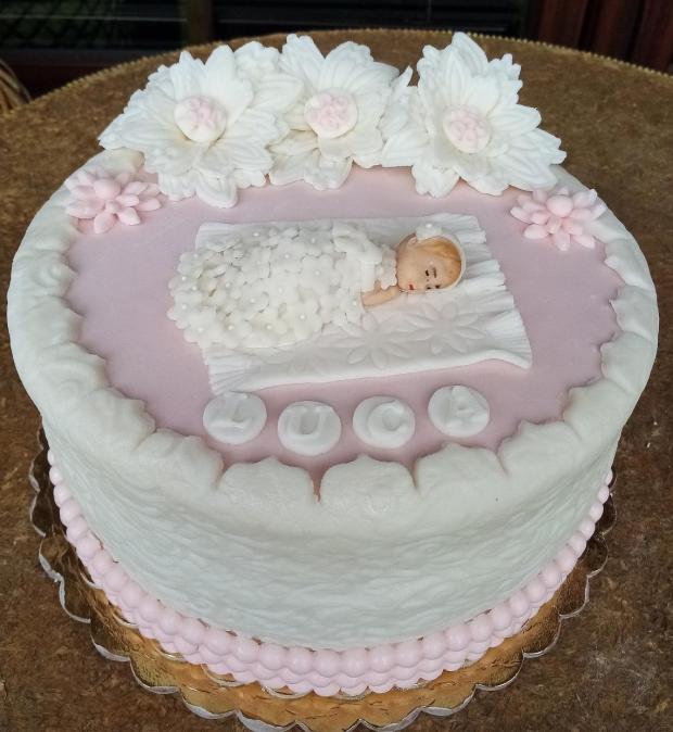 Na krstiny bielo ružová, torta, Torty na krstiny, mariduka, 1