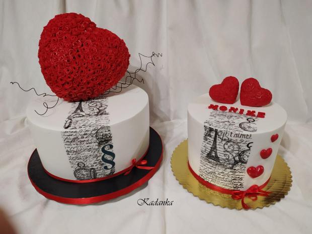 Srdce, srdiečka na jednu oslavu  Štýl vintage, torta, Narodeninové torty, Kadanka, 2