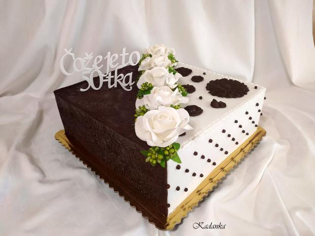 K výročiu čokoládovo biela, torta, Narodeninové torty, Kadanka, 1