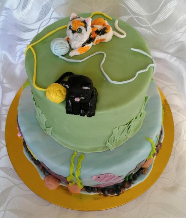 S mačičkami a akvárkom, torta, Ostané torty pre deti, Mariolka, 2