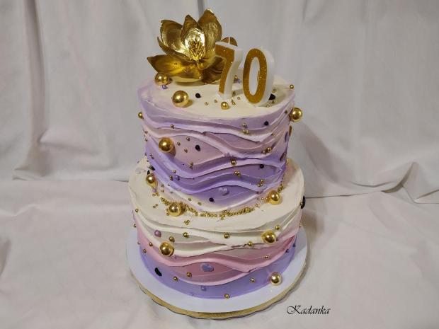 Ku krásnemu výročiu pre dámu krémová , torta, Nahé torty, Kadanka, 4