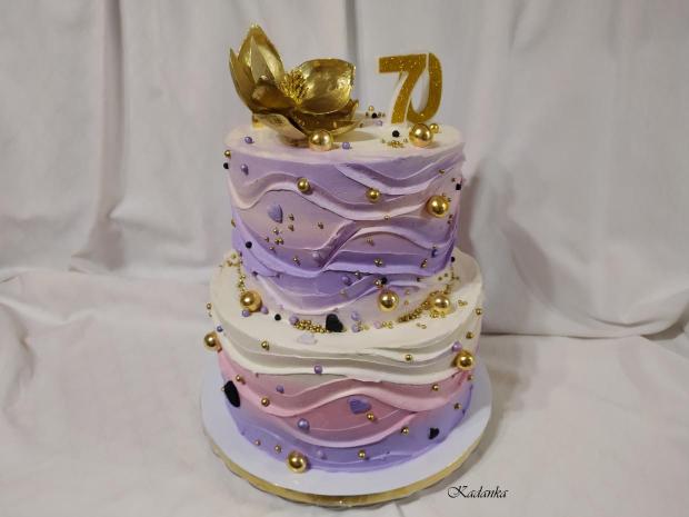 Ku krásnemu výročiu pre dámu krémová , torta, Nahé torty, Kadanka, 3