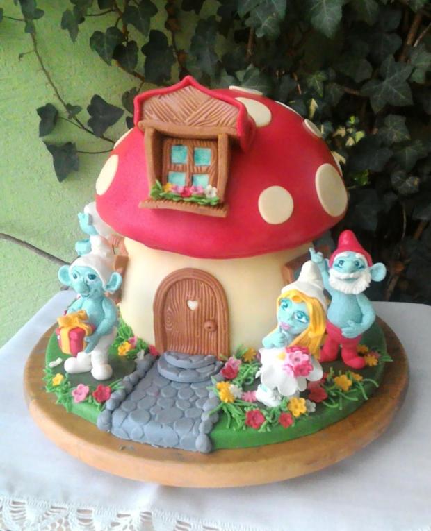 Domček pre šmoulíkov, torta, Rozprávkové torty, luhli, 1