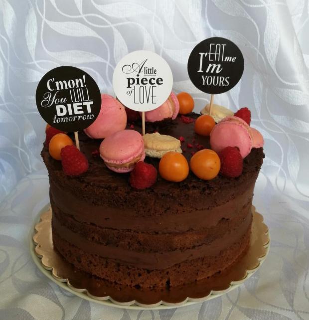 Čokoládová naked cake , torta, Nahé torty, Mariolka, 1