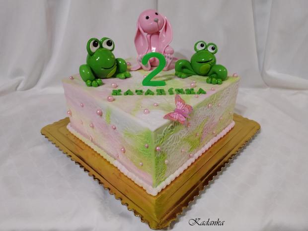 Tortička pre milovníčku ružového zajačika so žabkami , torta, Torty so zvieratkami, Kadanka, 3