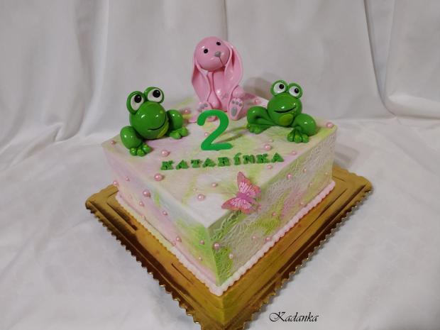 Tortička pre milovníčku ružového zajačika so žabkami , torta, Torty so zvieratkami, Kadanka, 2