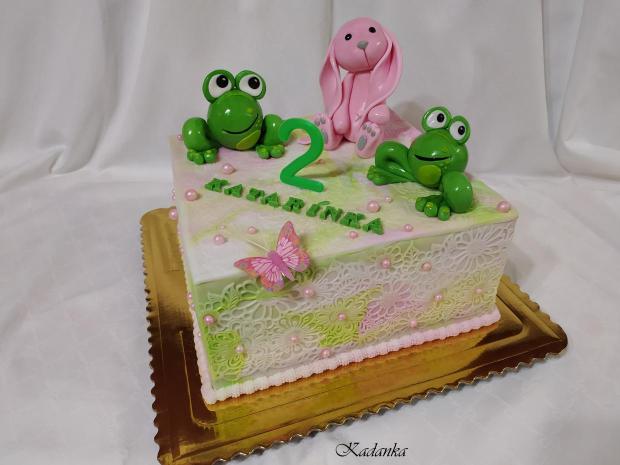 Tortička pre milovníčku ružového zajačika so žabkami , torta, Torty so zvieratkami, Kadanka, 1