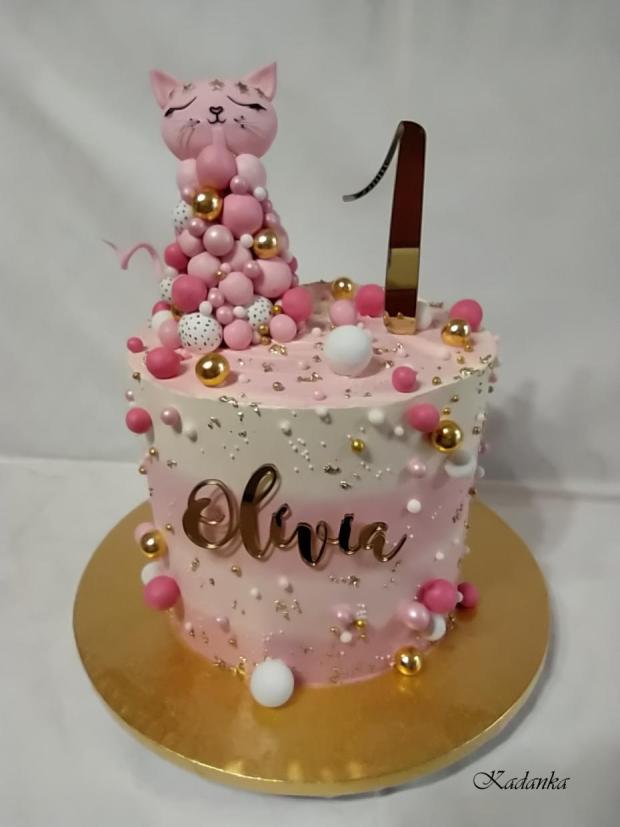 Double barrel cake (dvojitá torta) Krémová s mačičkou , torta, Nahé torty, Kadanka, 2
