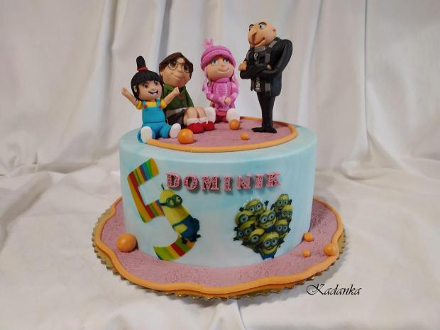 Tortička Ja zloduch /postavičky modelácia Gru, Margo, Edith, Agnes/ pre malého milovníka rozprávky, torta, Rozprávkové torty, Kadanka, 1