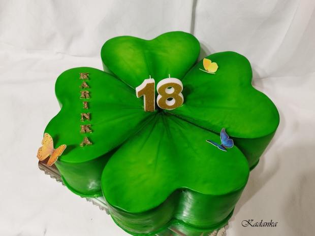 Štvorlístok pre šťastie ku krásnej 18 tke, torta, Narodeninové torty, Kadanka, 2