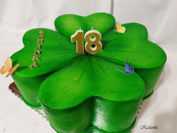 Štvorlístok pre šťastie ku krásnej 18 tke, torta, Narodeninové torty, Kadanka, 1