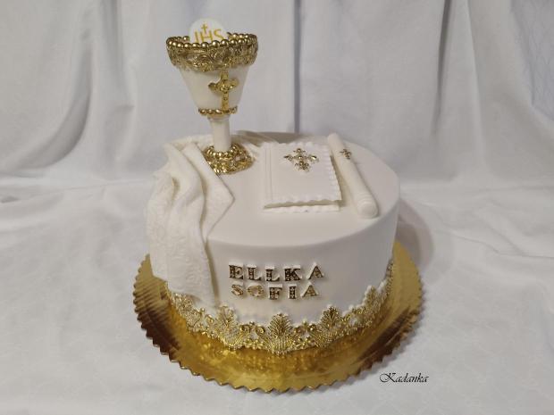 PSP pre slečnu v bielo zlatom šate, torta, Torty na cirkevné sviatky, Kadanka, 1