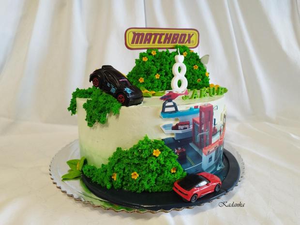 Krémová tortička pre Jakubka Matchbox Fuel Station, torta, Torty autíčka, vláčiky, Kadanka, 3