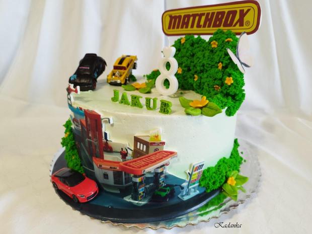 Krémová tortička pre Jakubka Matchbox Fuel Station, torta, Torty autíčka, vláčiky, Kadanka, 4
